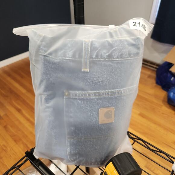 Carhartt Jeans Mens 36x32 Blue Denim B73 DST Double Knee Utility Work Pants - Picture 14 of 14